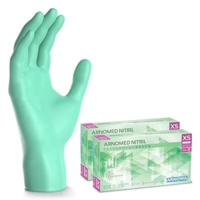 Bild av 200x ARNOMED engångshandskar grön, nitrilhandskar XS, med 2x 100 st/box, purderfria handskar, latexfria gummihandskar, finns i S, M, L &amp; XL.