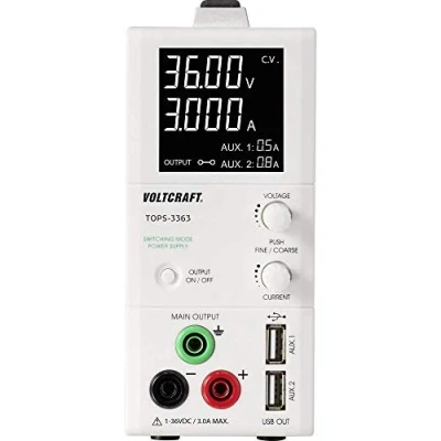 Bild av VOLTCRAFT TOPS 3363 Laboratoriestrømforsyning, indstillelig 1 36 V/DC 0.25 3 A 100 W smal konstruktion Antal udgange x