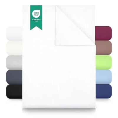 Bild av Klassiska lakan påslakan linne bomullstyg handduk 100% bomull utan elastiskt band från GREEN MARK Textilien® i många storlekar och färger, storlek: 180 x 275 cm, vit