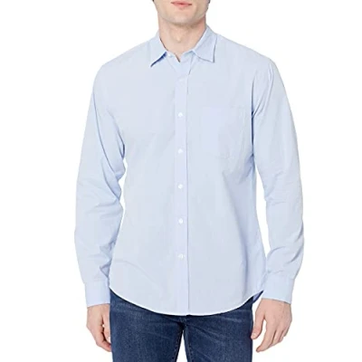 Bild av Amazon Essentials Men&#039;s Långärmad ledig poplinskjorta med normal passform, Ljusblå, XS