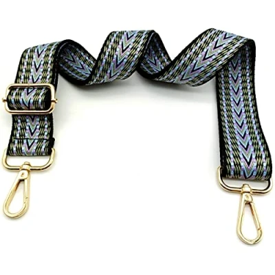 Bild av Justerbar axelrem väska svart och blå, fickremmar för ombyte, fickrem bred med karbinhake guld, 80130 cm bärrem kvinnor axelväska, modern handväska, 3,8 cm, 21