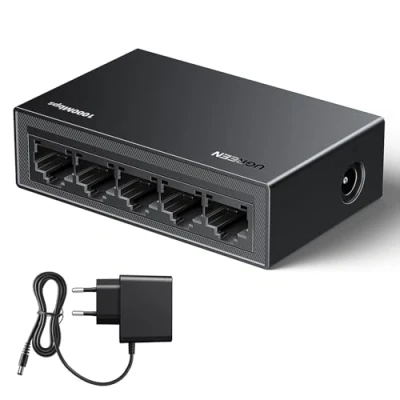 Bild av UGREEN LAN switch 5 portars nätverksswitch Gigabit automatisk hastighet på 10/100/1000 Mbps, duplexjustering, plug and play, Ethernet för TV/laptop/switch/router/monitor