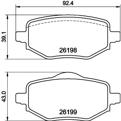 Bild av HELLA 8DB 355 040 971 Jeu de plaquettes frein non préparé pour indicateur d&#039;usure avec vis d&#039;étrier accessoires