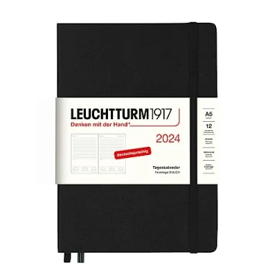 Bild av LEUCHTTURM1917 367591 dagkalender medium (A5) 2024, svart, tyska, 12 månader