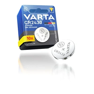 Bild av VARTA Batterier Knappbatterier CR2430, paket med 10, Power on Demand, Lithium, 3V, barnsäker förpackning, för Smart Home enheter, bilnycklar och andra applikationer