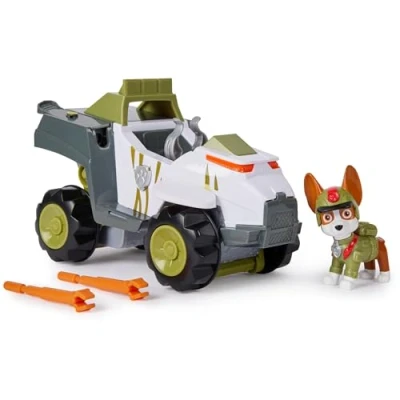 Bild av Paw Patrol fordon + djungel tracker figur Pups Pat bil samlarobjekt projektiler leksak barnbil för barn 3 år och uppåt