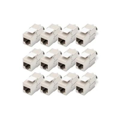 Bild av DIGITUS Keystone modul Cat 6A skärmad 12 stycken RJ45 jack 500 MHz 10GBase T AWG 26 22 Designbar Med buntband Verktygsfri montering