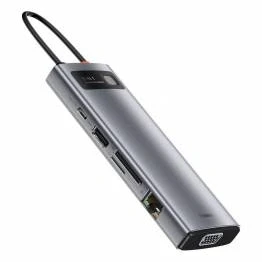 Bild av Baseus USB C 9 i 1 hubb, 3xUSB 3.0,HDMI,VGA, 100W PD, kortläsare, RJ45