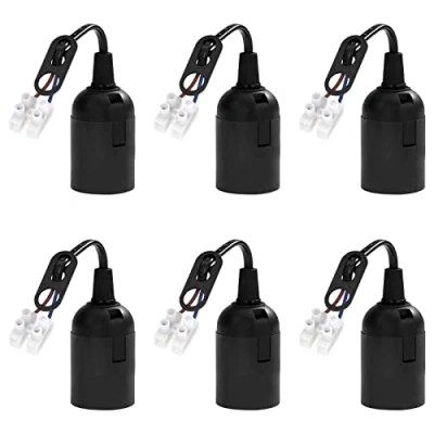 Bild av E27 sockel ersättningsfattning, sockel, lamphållare med kabel, renovering, byggarbetsplatsfattning 4 A 250 V max. 60 watt 6 stycken