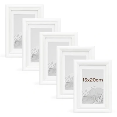Bild av WOLTU Fotoram set med 5 artos stil 15 x 20 cm träram och glas heminredning vit 9419