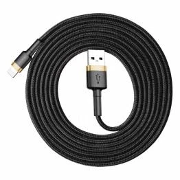 Bild av Baseus Cafule härdad vävd Lightning kabel 2m Svart/Guld