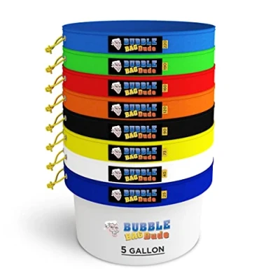 Bild av BUBBLEBAGDUDE Bubble Bags 5 galloner, set om 8 ört isbubble bag extraktionsset med 25 x cm presssil och förvaringsväska (påse från 220 till mikron)
