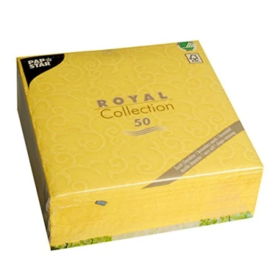 Bild av Papstar, 50 servetter &quot;ROYAL Collection&quot; 1/4 vikta 40 cm x gul &quot;Casali&quot;, #84881