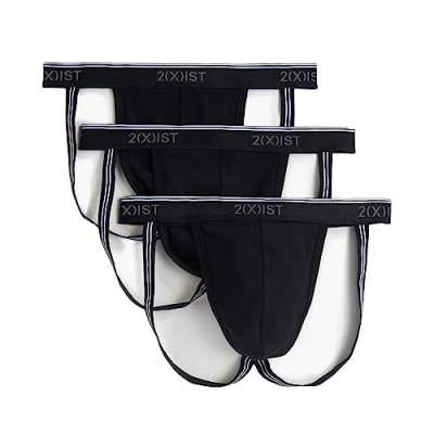 Bild av 2(X) IST Herr bomull stretch suspensorem 3 pack suspensoar, Svart/svart, XL