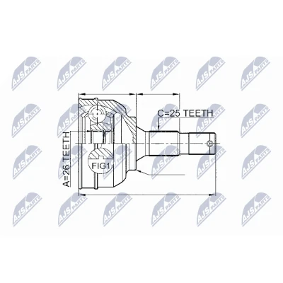 Bild av NTY NPZ CT 020 Tête De Cardan Essieu avant droit, gauche CITROËN: C5 II Break, I 5 portes, portes
