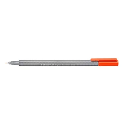 Bild av Staedtler 334 201 Fineliner triplus, Dreikantschaft, metallgefasste Spitze, circa 0.3 mm, 10 Stück im Kartonetui, neon rot