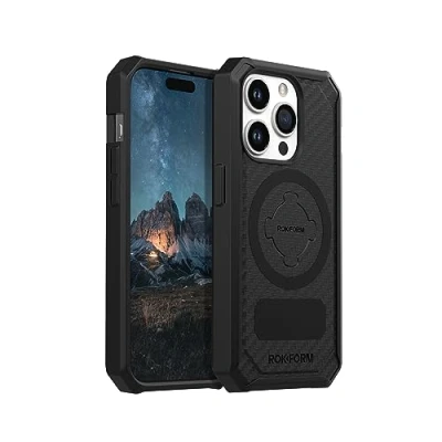 Bild av Rokform iPhone 15 Pro fodral, robust serie, magnetisk, fodral med RokLock Twist Lock, dropptestad rustning (svart)