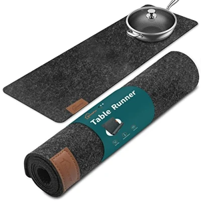 Bild av shinfly Modern Filtbordslöpare, 100x30cm Vävd Filt, Tvättbar med Läderetikett, Skandinavisk Bordsdekoration Vardagsrumsbordsöverdrag
