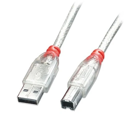 Bild av LINDY USB 2.0 kabel typ A/B, transparent, 3 m A/B M/M hög/full/LowSpeed