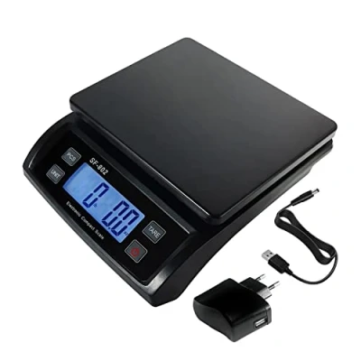 Bild av Eosphorus 30 kg Digital Postvåg Fraktpaket Paket Som Väger Kilogram och Pund Balansnoggrannhet Precision Med USB laddare, DC adapter, Stor Bas, Räkningsfunktion