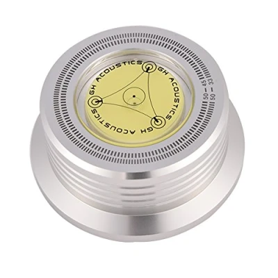 Bild av VBESTLIFE Skivvikt, 50 Hz viktstabilisator skivskivskivstabilisatorklämma med bubbelnivå för LP vinylskiva viktspelare (silver)