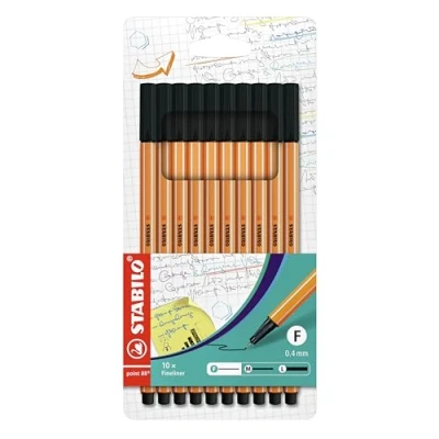 Bild av STABILO Fineliner point 88 Wallet of 10 Black