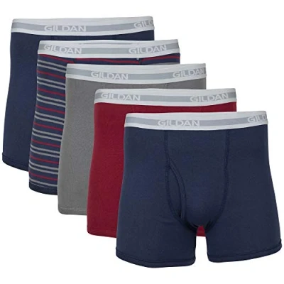 Bild av Gildan herr ben boxershorts multipack kalsonger (förpackning med 5), Blandad blå (5 pack, kortare längd), XXL
