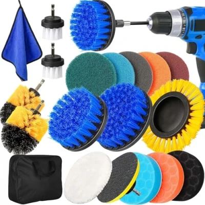 Bild av YOCOLE 20 stycken borstfästen sladdlös skruvdragare borrmaskin, borrborstset, borstborstborstborstsats Power Scrubber rengöringsborste för fälgar, matta, badrum, bil, kakel, golv