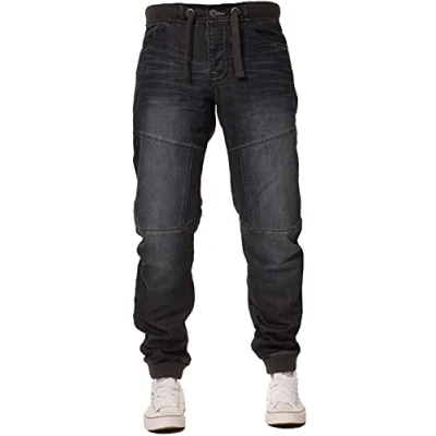 Bild av Enzo nya herrjoggingbyxor denim jeans svart mode alla stora king storlekar, Mörk stentvätt, 32W x 32L