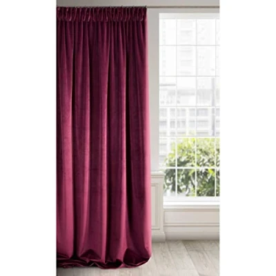 Bild av Eurofirany RIA Mörkläggningsgardin, Ogenomskinlig, Satänggardin med Gardintejp 1st. Extra Lång Gardin, Elegant, Vanlig, Vardagsrum, Sovrum, Densitet 290 g/m², 140x270 cm, Mörkröd