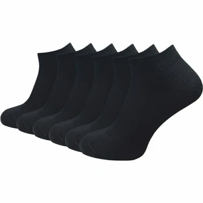 Bild av GAWILO Sneakers för män av 100 % ren bomull (6 par 10 par) Korta och tunna strumpor utan pressande söm över tårna, svart 6 par, 39 42 EU