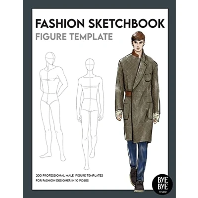 Bild av Fashion Sketchbook Male Figure Template: 440 Large Croquis for Easily Sketching Your Design Styles, Drawing Illustration, and Building Portfolio
