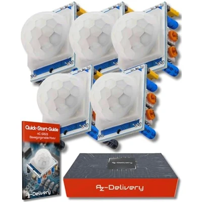 Bild av AZDelivery 5 x HC SR501 PIR Rörelsesensor Detekteringsmodul kompatibel med Arduino och Raspberry Pi inklusive en E Book!