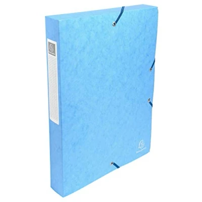 Bild av Exacompta Ref 50406E 1 Exabox arkivbox med resårband 600 g/m2 glansig kartong 4 cm rygg 25 x 33 för A4 dokument turkos färg levereras monterad