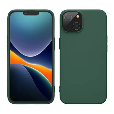 Bild av kwmobile fodral kompatibelt med Apple iPhone 14 tunt gummerat TPU skal grangrön