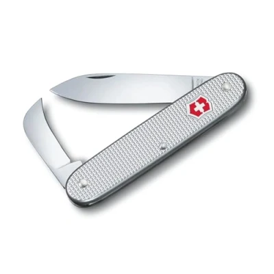 Bild av Victorinox fickkniv Swiss Army 2 Alox (2 funktioner, stort blad, krokblad) tillverkad i Schweiz, 93 mm, silver