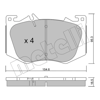 Bild av METELLI 22 1269 0 Jeu de plaquettes frein préparé pour indicateur d&#039;usure MERCEDES BENZ: Classe A, CLA Coupe, GLA