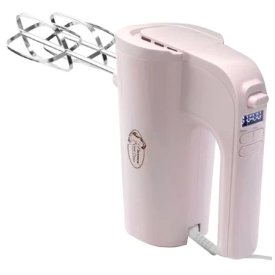 Bild av Bestron Elektrisk mixer för kök, kraftfull handmixer med 6 hastigheter, turbofunktion och LCD skärm, levereras 2 vispar degkrokar, lätt vikt 1 kg, färg: Rosa