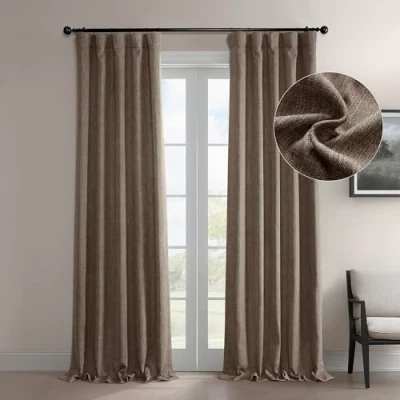 Bild av HPD Half Price Drapes Texturerade mörkläggningsgardiner i konstgjort linne för sovrum, 1 längd, gardiner vardagsrum, heminredning, 127 x 305 cm (B L), brun (Dutch Cocoa)