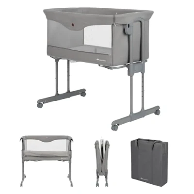 Bild av Bebeconfort Amara, sidosäng baby, 06 Månader, 09 kg, Co sleeper crib, 2 i 1 och spjälsäng, Kompakt hopvikning på 3 sekunder, Enkel att flytta runt, Praktisk transportväska, Tinted Grey