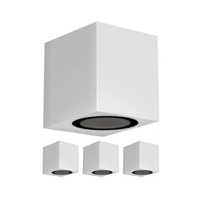 Bild av ledscom.de 4 st. vägglampa ALSE för utomhusbruk, IP54, downlight, vit matt, kantig, 1x GU10 max. 35W