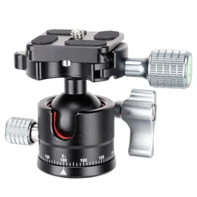 Bild av koolehaoda Tunn minikulhuvud, stativhuvud 360 panorama med 1/4 &quot;skruv Arca typ QR platta metallkulled för DSLR, stativ, monopod, endast nettovikt 170G, maximal belastning: 8 kg (E1)