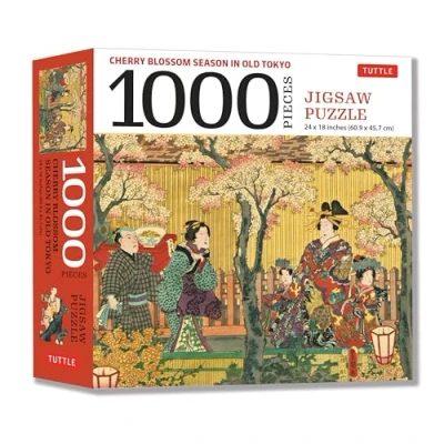 Bild av Cherry Blossom Season in Old Tokyo Jigsaw Puzzle 1000 pieces /anglais: Woodblock Print by Utagawa Kunisada (Finished Size 24 X 18 in)