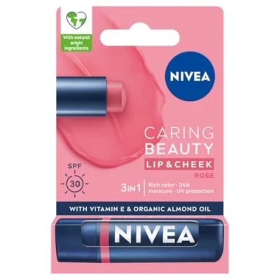 Bild av NIVEA vårdande läppstift skönhet 3 i 1 ros 4,8 g