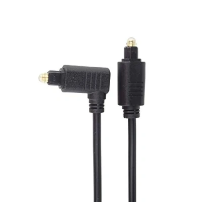 Bild av PremiumCord Optisk ljudkabel Toslink vinklad 1 m, kontakt till 90, digitalkabel för stereosystem HiFi Soundbar TV, HQ Audio, guldpläterad, färg svart