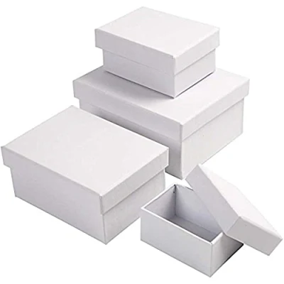 Bild av Creativ Company Rectangular Boxes White with Lid 4 pcs.