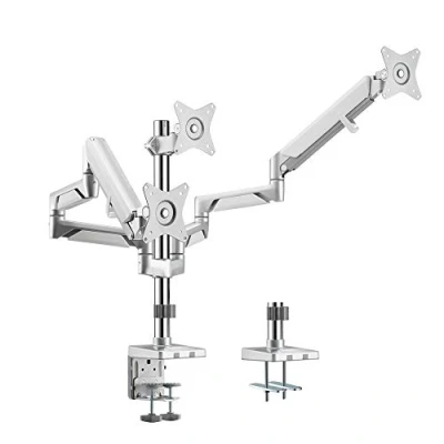 Bild av LogiLink BP0090 trippelskärmsskrivbordshållare i aluminium för 3 x 1727 tum (LCD, LED, OLED, ...) med gastrycksfjäder, platt och böjd TV, armlängd = 748 mm