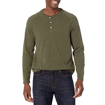 Bild av Amazon Essentials Men&#039;s Långärmad Henley skjorta med normal passform (finns i Big &amp; Tall), Olivgrön ljung, S