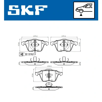 Bild av SKF VKBP 80594 E Jeu de plaquettes frein contact signal d&#039;usure inclus AUDI: A3 Sportback, 3/5 portes, VOLKSWAGEN: Passat B6 Variant