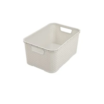 Bild av BranQ Home Essential universell, multifunktionell korg i rottingdesign, storlek M 10 l, BPA fri plast PP, kräm, 28,8 x 19,7 16,2 cm